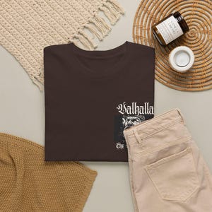 Valhalla Viking Warrior Art Shirt, Norse Mythology Graphic Tee, Distressed Warrior Portrait mockup 19
