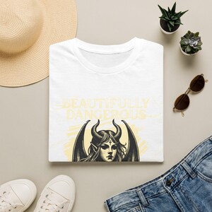 Gothic Demon Woman Graphic Tee, Dark Feminine Occult Art Shirt mockup 20