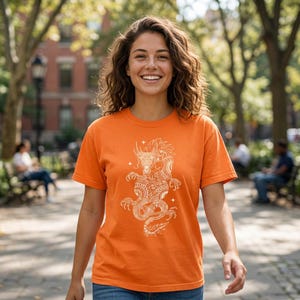 Mythic Dragon Boho Sun Symbol Graphic Tee, Spiritual Fantasy Art Shirt mockup 3
