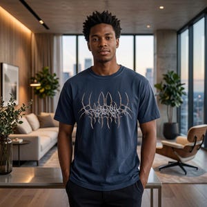 Dark Tribal Abstract Symbol Graphic Tee, Edgy Alternative Art Shirt mockup 8