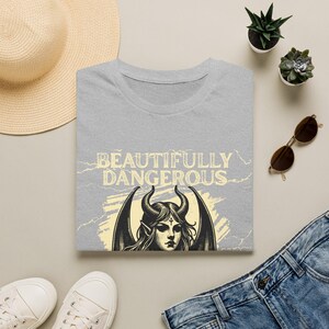 Gothic Demon Woman Graphic Tee, Dark Feminine Occult Art Shirt mockup 18
