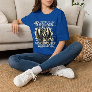 Gothic Demon Woman Graphic Tee, Dark Feminine Occult Art Shirt mockup 9