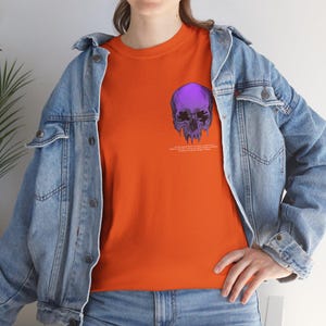 Graphic Tee, Dripping Skull Print, Unisex Heavy Cotton Shirt mockup 9
