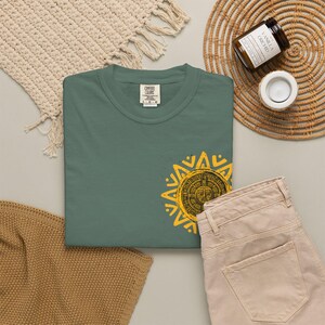 Aztec Sun Symbol T-Shirt, Boho Spiritual Graphic Tee mockup 18