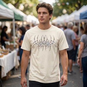Dark Tribal Abstract Symbol Graphic Tee, Edgy Alternative Art Shirt mockup 9