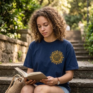 Aztec Sun Symbol T-Shirt, Boho Spiritual Graphic Tee mockup 2