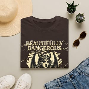 Gothic Demon Woman Graphic Tee, Dark Feminine Occult Art Shirt mockup 13