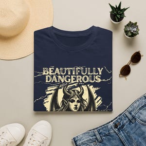 Gothic Demon Woman Graphic Tee, Dark Feminine Occult Art Shirt mockup 12