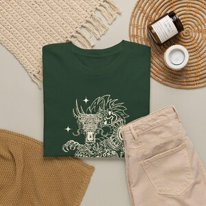 Mythic Dragon Boho Sun Symbol Graphic Tee, Spiritual Fantasy Art Shirt mockup 15
