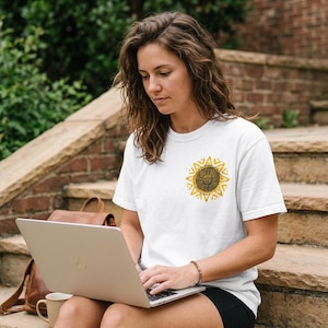 Aztec Sun Symbol T-Shirt, Boho Spiritual Graphic Tee mockup 5