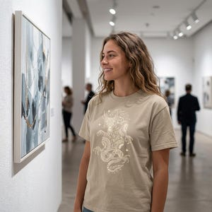 Mythic Dragon Boho Sun Symbol Graphic Tee, Spiritual Fantasy Art Shirt mockup 8