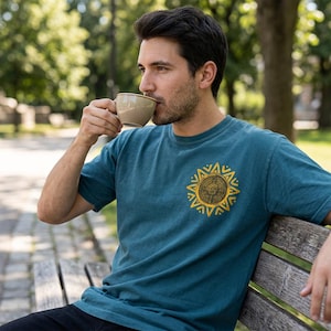 Aztec Sun Symbol T-Shirt, Boho Spiritual Graphic Tee mockup 7