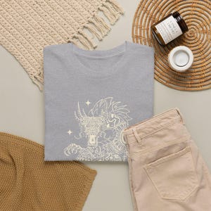 Mythic Dragon Boho Sun Symbol Graphic Tee, Spiritual Fantasy Art Shirt mockup 14