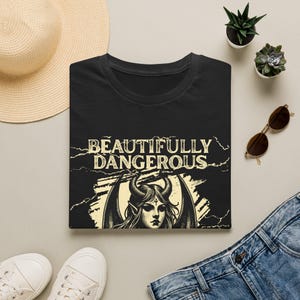 Gothic Demon Woman Graphic Tee, Dark Feminine Occult Art Shirt mockup 19