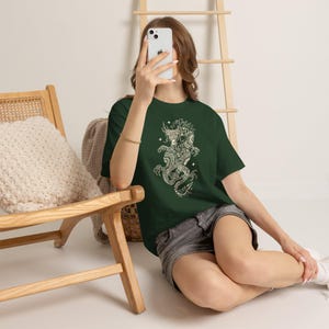 Mythic Dragon Boho Sun Symbol Graphic Tee, Spiritual Fantasy Art Shirt mockup 13