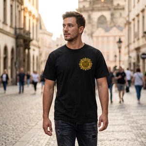Aztec Sun Symbol T-Shirt, Boho Spiritual Graphic Tee mockup 1