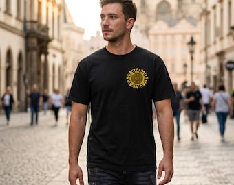 Azteken-Sonnen-Symbol-T-Shirt, Boho spirituelles Grafik-T-Stück