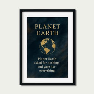 Planet Earth Printable Wall Art – Earth Quote Poster, Eco Inspirational Art Print, Planet Poster, Digital Download