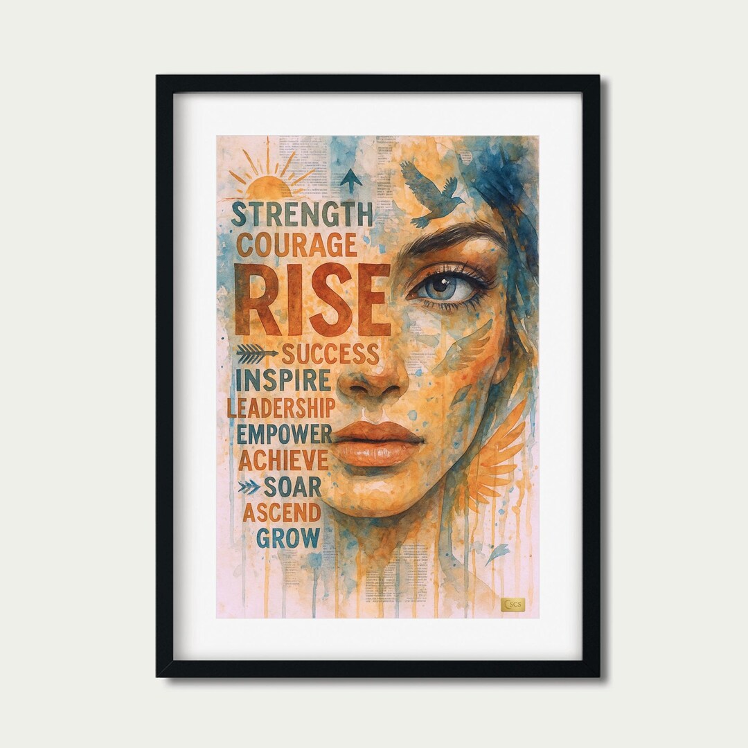 Rise – Motivational Woman Portrait, Empowerment Wall Art, Inspirational