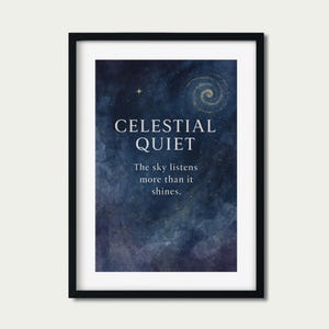 Silencio Celestial – Póster de Cielo Nocturno / Arte mural poético e inspirador / Impresión espiritual estrellada / Decoración cósmica minimalista