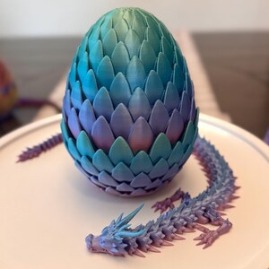 3D printed color rainbow/multi colored  dragon with matching egg
