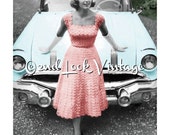 Vintage Crochet Pattern 1950s Lacy Evening Dress Circle Skirt Digital Download PDF