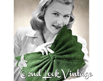 1940s Crochet Pattern Fan Shape Purse Crocheted Clutch Handbag Vintage Digital Download PDF