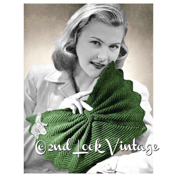 1940s Crochet Pattern Fan Shape Purse Crocheted Clutch Handbag Vintage Digital Download PDF