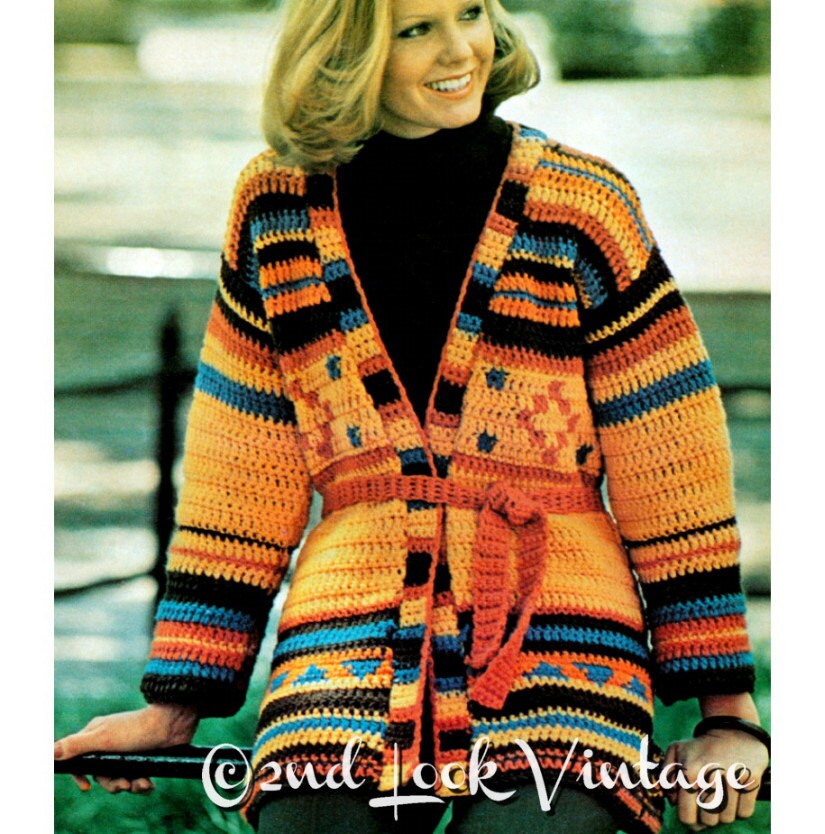 70s Aztec Cardigan - Etsy