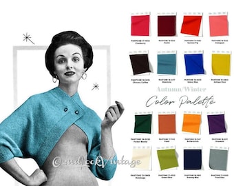 Pode incluir: Uma paleta de cores Outono/Inverno com 12 amostras de cores com nomes e números Pantone. As cores incluem Cranberry, Merlot, Figo de Sol, Musgo Antigo, Bioma Florestal, Avelã, Manteiga, Toranja, Butabaga, Oliva Verde, Azul Noturno e Cinza Pérola.