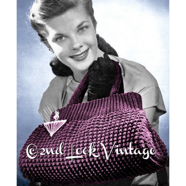Vintage Crochet Pattern 1940s Crocheted Doctor Bag Purse Tote Handbag Digital Download PDF