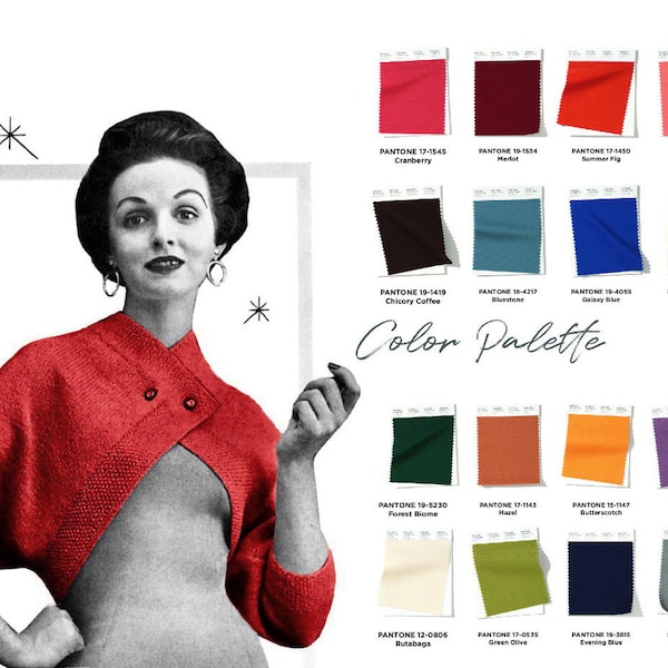Modèle de tricot vintage des années 1950, croix sur boléro, haussement d'épaules, téléchargement numérique PDF