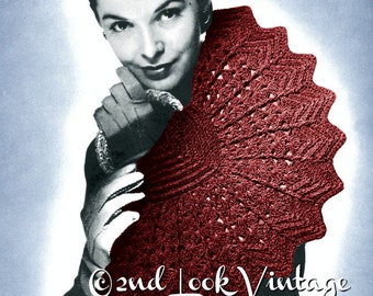 Vintage des années 1940 au crochet, motif moulinet éventail, sac à main, pochette, PDF numérique