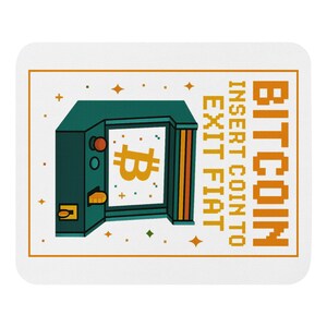 Bitcoin Arcade Mouse Pad | Insert Coin Exit Fiat | Crypto Gamer Desk Mat | BTC Meme Gift for Bitcoiners | Retro Crypto Mousepad