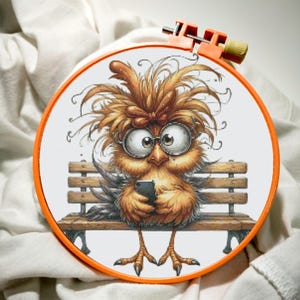 Funny Owl Cross Stitch Pattern: Whimsical Bird Embroidery (PDF Downloadable