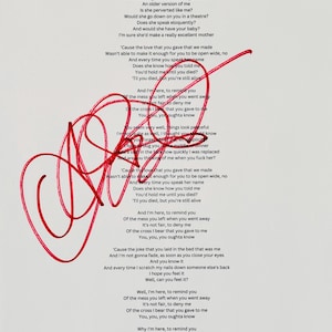 Alanis Morissette Autographed Sheet With Lyrics COA Included