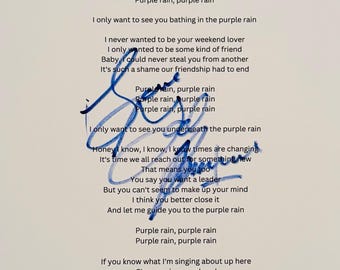 Prince Autographed Sheet With Lyrics COA Included