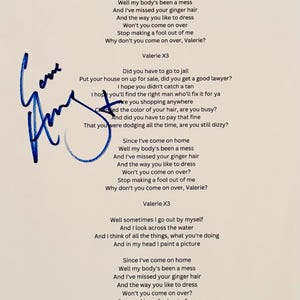 Amy Winehouse Autographed Sheet With Lyrics COA Included