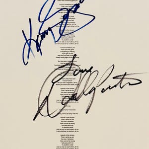 Dolly Parton Kenny Rogers Autographed Sheet With Lyrics COA Included