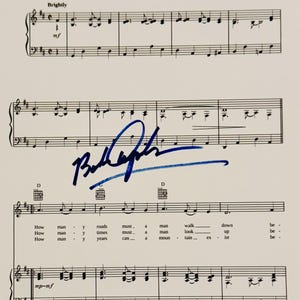 Bob Dylan signiertes Blatt mit Musik-COA inklusive