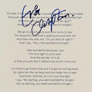 Eric Clapton Autographed Sheet With Lyrics COA Included