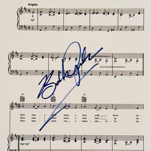 Bob Dylan Autographed Sheet With Music COA Included