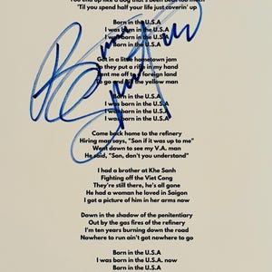 Bruce Springsteen Autographed Sheet With Lyrics COA Included