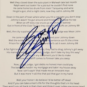 Bruce Springsteen Autographed Sheet With Lyrics COA Included
