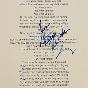 Stevie Nicks Autographed Sheet With Lyrics COA Included