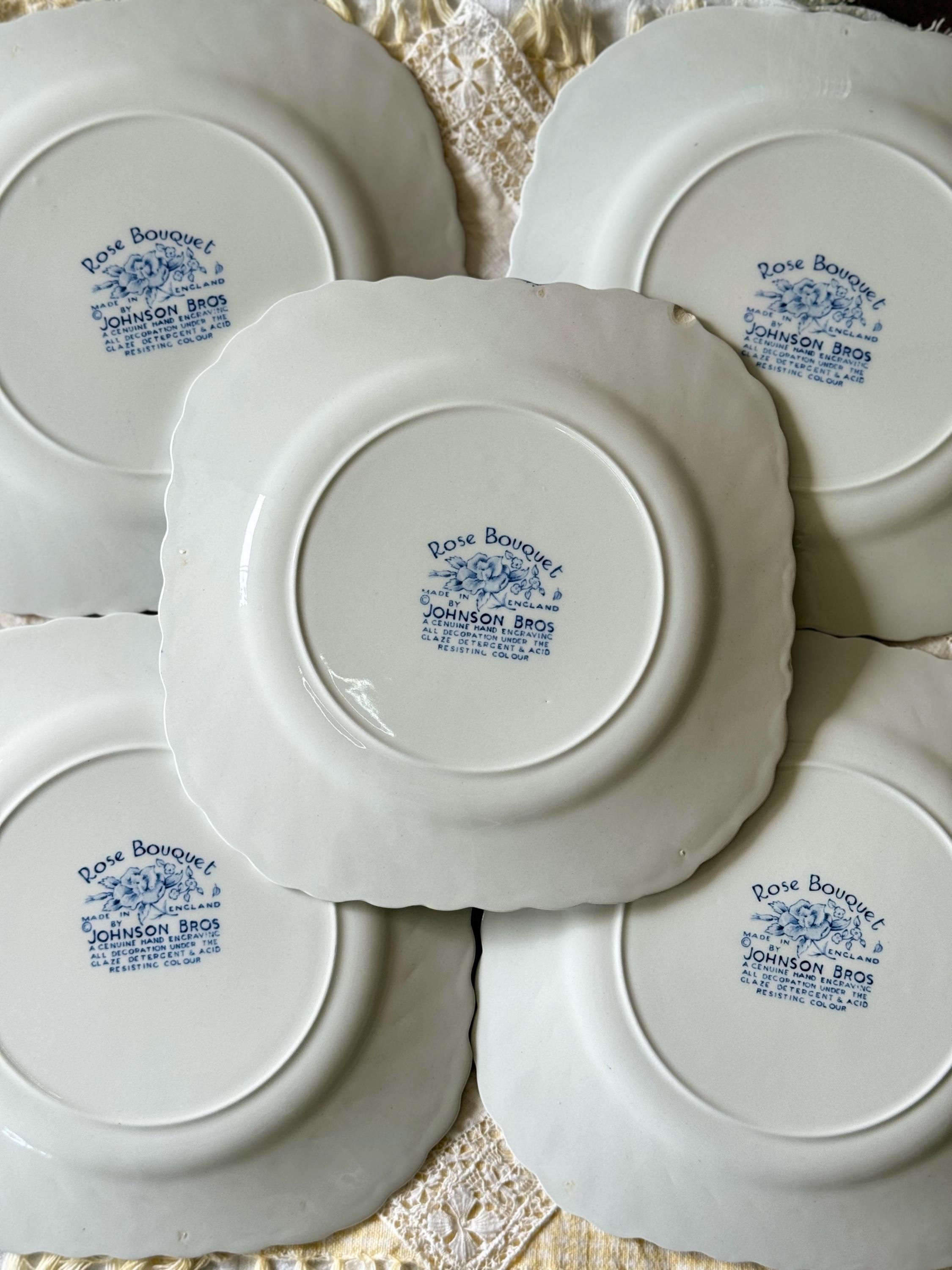 ジョンソンブラザーズ ローズブーケ スクエアプレート 5枚セット