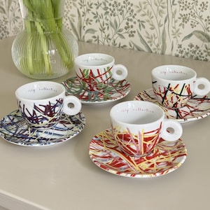 Illy Collection 1996 Espresso Cups Set of 4 by James Rosenquist Limited Edition
