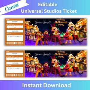 Überraschen Sie Mickey&#39;s Not So Scary Halloween Party Ticket, Disneyworld Trip Ticket, Surprise Editierbares Ticket, Freizeitpark-Karte, Disney-Karte