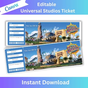 Surprise Universal Studios Ticket, Universal Trip Ticket, Surprise Editable Ticket, Theme Park Ticket, Printable Universal Ticket
