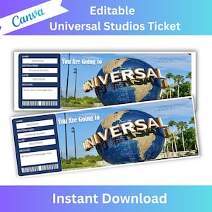 Surprise Universal Studios Ticket, Universal Trip Ticket, Surprise Editable Ticket, Theme Park Ticket, Printable Universal Ticket